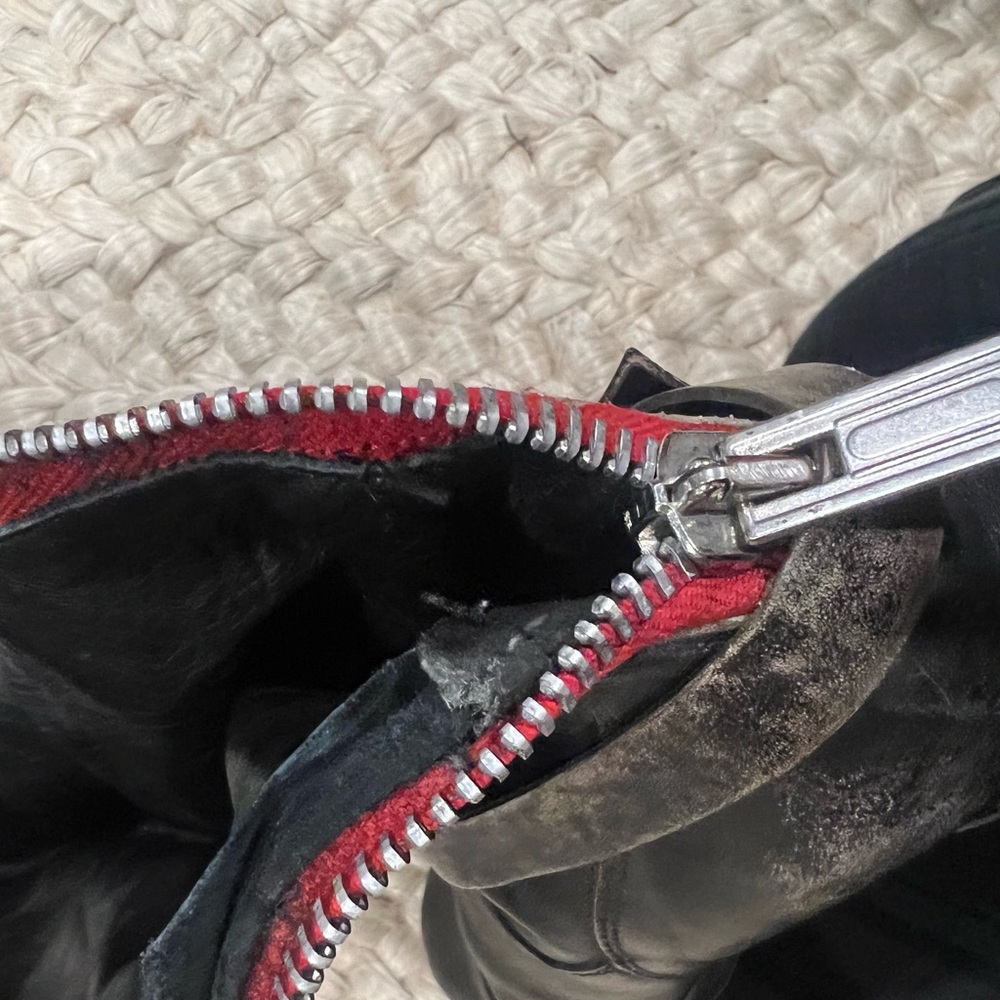 Golden Goose Tall Black Boots Red Zipper - Picture 10 of 12